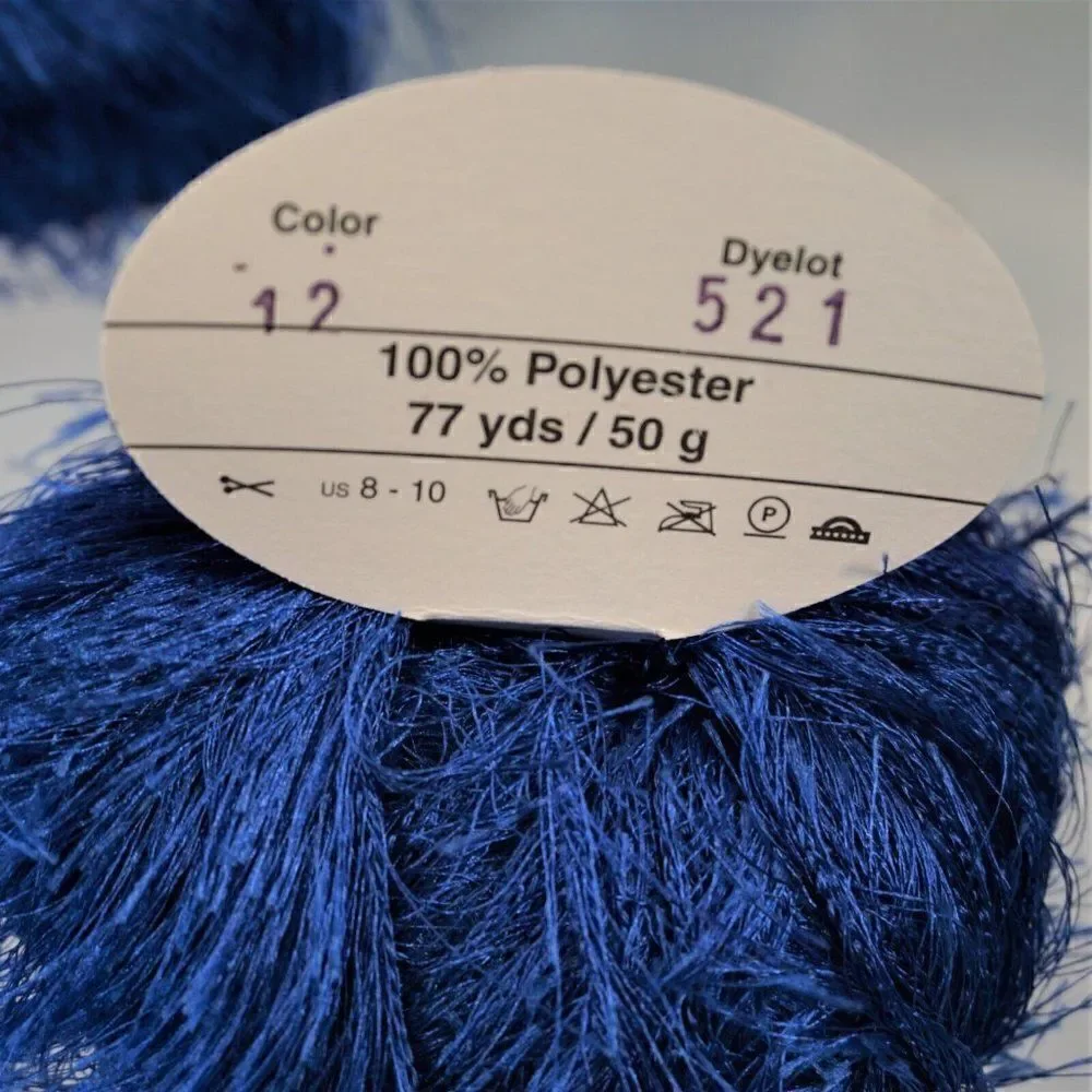 Skacel Collection Peacock Eyelash Yarn Color No 12 Blue Made In Italy 164 Gr Lot